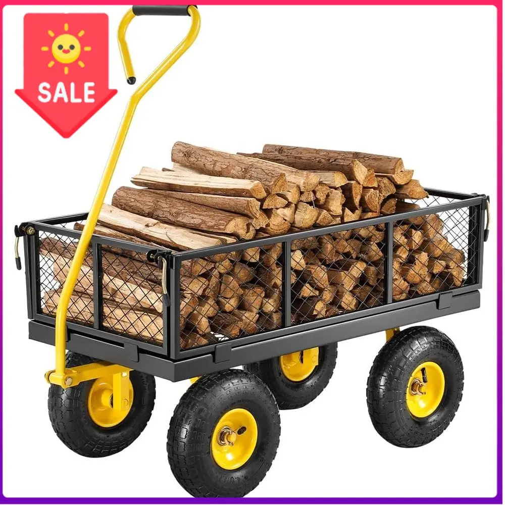 

Бестселлер: Садовая тележка Bestseller10 на стальных колесах, сверхпрочная буксируемая универсальная тележка с вращающейся ручкой и съемными сетчатыми боковинами