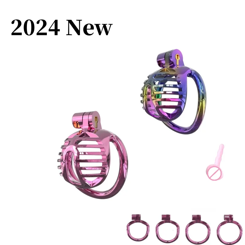 Cobra Chastity Lock with Urethral Catheter Male Dazzle Color Abstinence Penis Lock Erotic Plating Cock Cage Adult Erotic Sex Toy