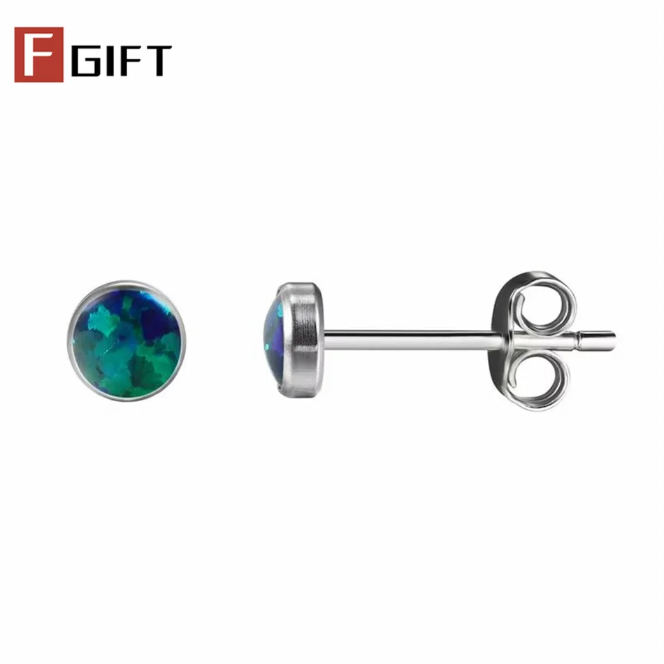 5 paar F136 titanium opaal oorknopjes, luxe oorknopjes voor in het oor, glitter wit, blauw, roze, groen opaal oorbellen voor dames