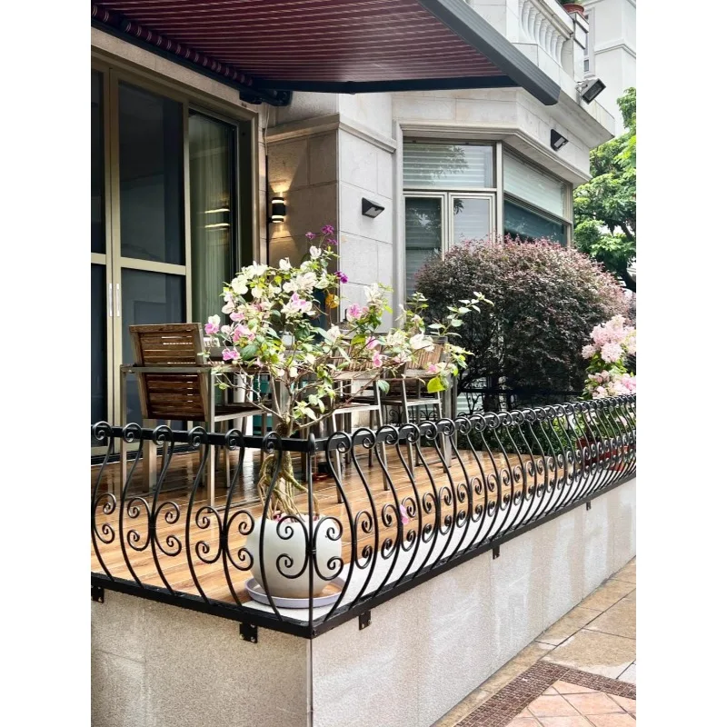 French aluminum alloy wrought iron balcony guardrail railing terrace flower stand guardrail courtyard outdoor fence loft railing