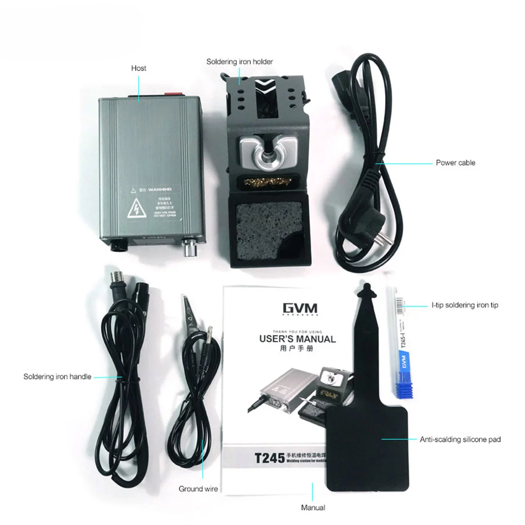 GVM T245 T115 T210 Soldering Station with Soldering Iron Tips for Mobile Phone Repair SMD BGA Welding Rework Station