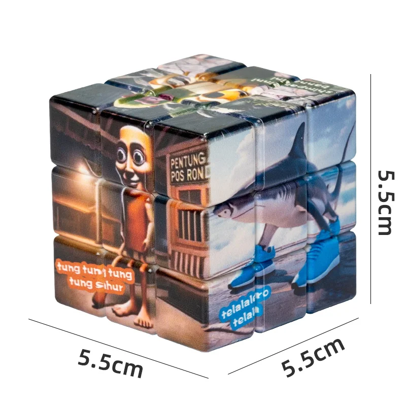 Brainrot Tung Sahur dibujos animados niños Navidad cumpleaños regalo rompecabezas juguete 3 × 3 velocidades ​ ​ Imán Steve Alex Creeper Evoker Regalos para niños
