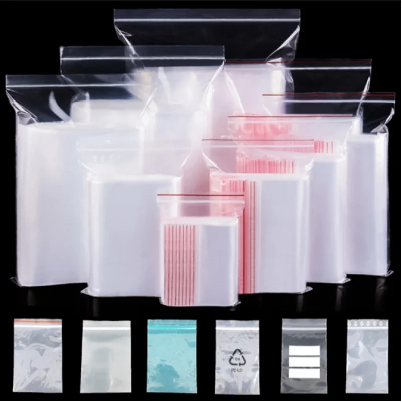 Sacs en plastique transparents refermables, produits personnalisés, fermeture à glissière refermable