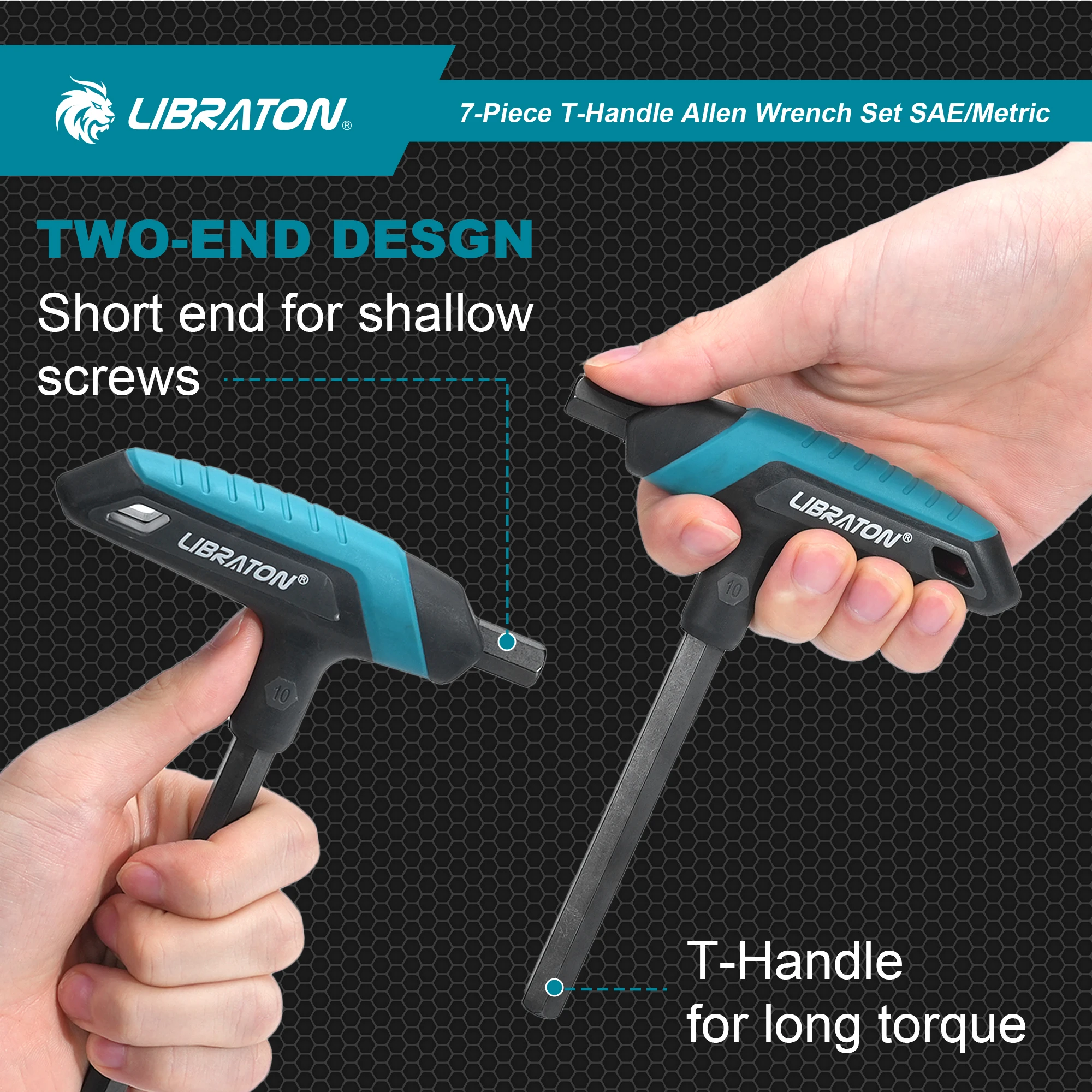Imagem -03 - Libraton-chave Allen Hex Grupo Ferramenta de Reparação de Bicicleta t Handle Métrico 2.5 Mm10 mm Sae In3 in Pcs
