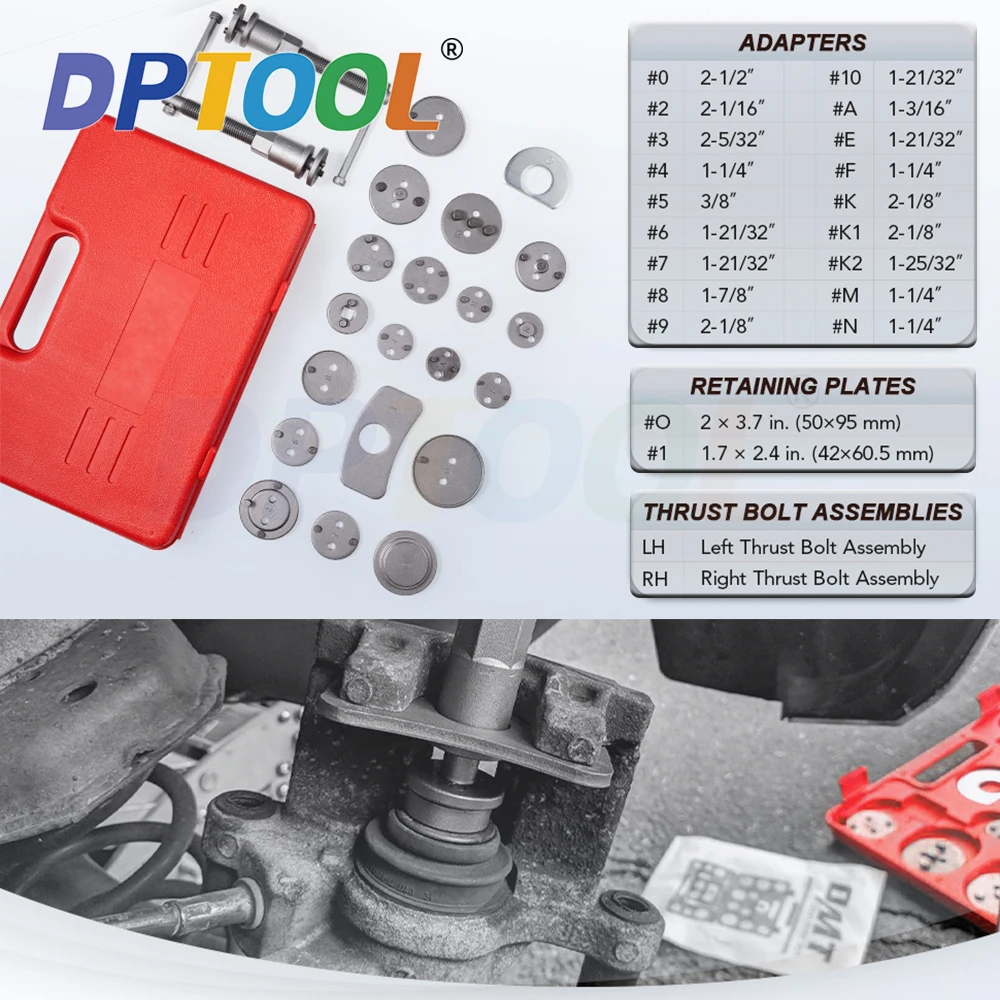 22pcs Universal Car Disc Brake Caliper Wind Back Brake Piston Compressor Tool Kit For Most Automobiles Garage Repair Tools