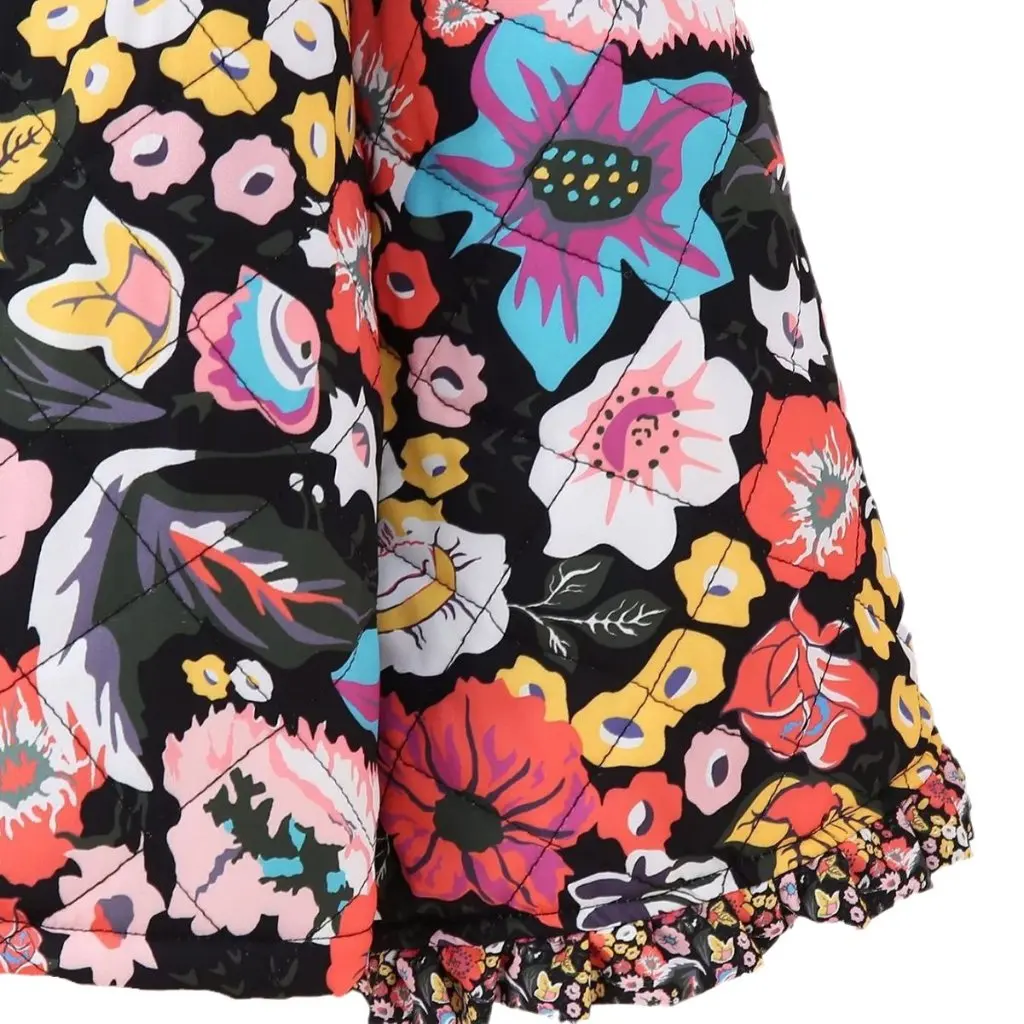 

Women's round Neck Long Sleeve Cotton Jacket Flower Print Y2K European American Style Casual Single-Breasted Autumn