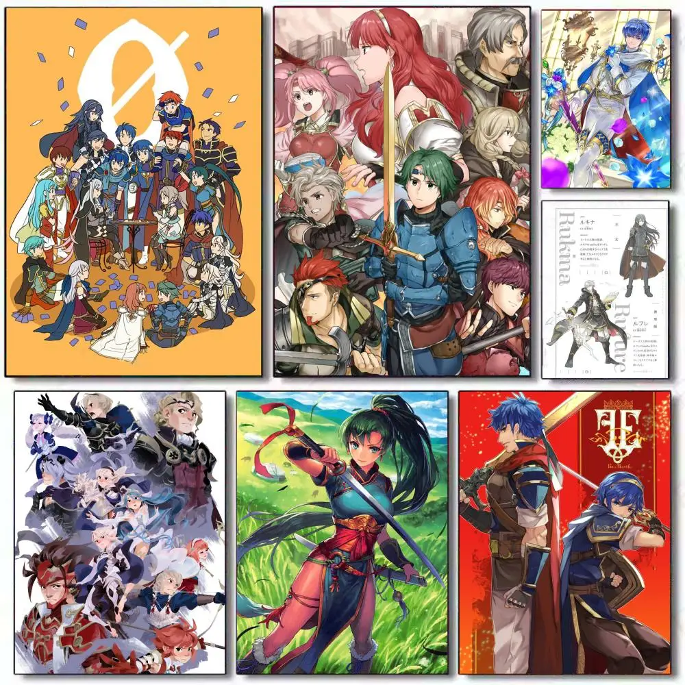 Póster de juego de estrategia SRPG F-Fire Emblem, pintura adhesiva con impresiones, decoración para el hogar, dormitorio, sala de estar, regalo