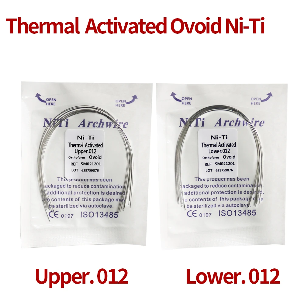 10Packs 100Pcs Orthodontic Dental Archwire Thermal Activiated Niti Wire Ovoid Form 5Packs Upper and 5Packs Lower