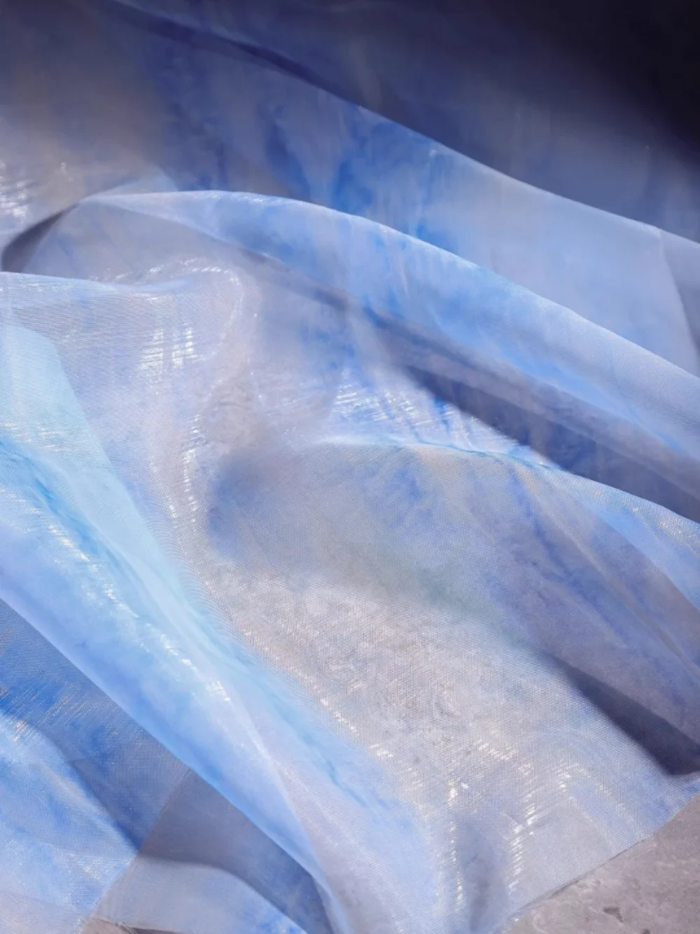 

Ткань из органзы Sea Blue Tie Dye Тонкая марля с принтом Платье Экран Украшение окна Одежда Дизайнерская ткань для двора Diy