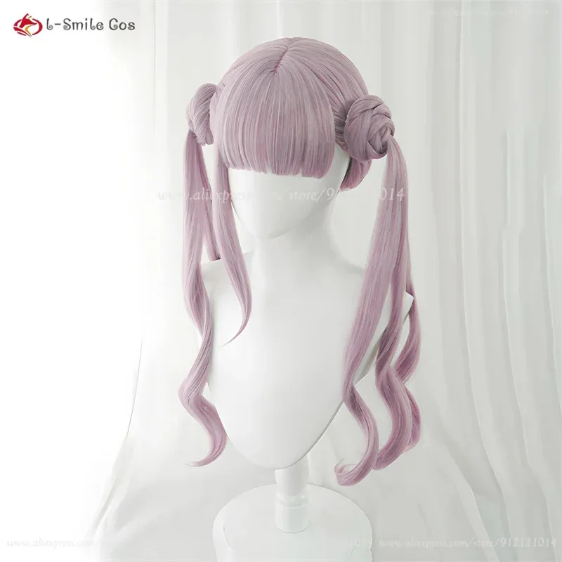 Nueva peluca de Cosplay Kako Tsukumo, pelucas largas de color morado rosado claro, pelo sintético resistente al calor, pelucas de Cosplay de Anime para mujer + gorro de peluca