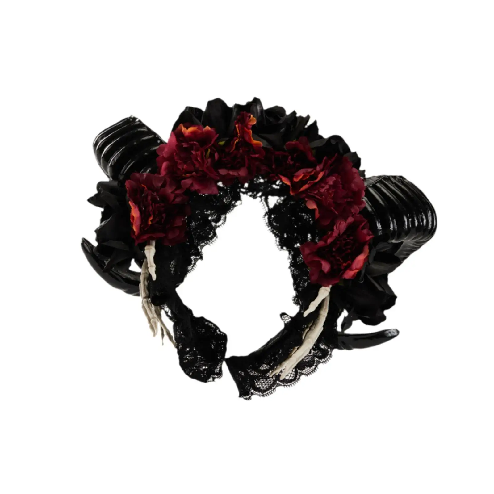 

Sheep Horn Headband Retro Floral Headpiece for Stage Performance Fancy Dress