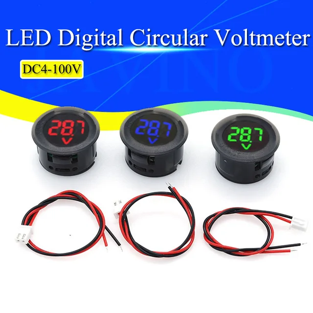Javino DC 4-100V LED cyfrowy wyświetlacz okrągły dwuprzewodowy woltomierz DC cyfrowy woltomierz wyświetlacz głowicy ochrona przed złączeniem odwrotnym