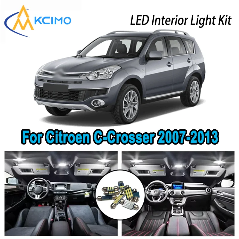 

For Citroen C-Crosser 2007-2013 2008 2009 Premium Bright LED Interior Dome Map Trunk Light Kit Car Led Lamps Canbus No Error