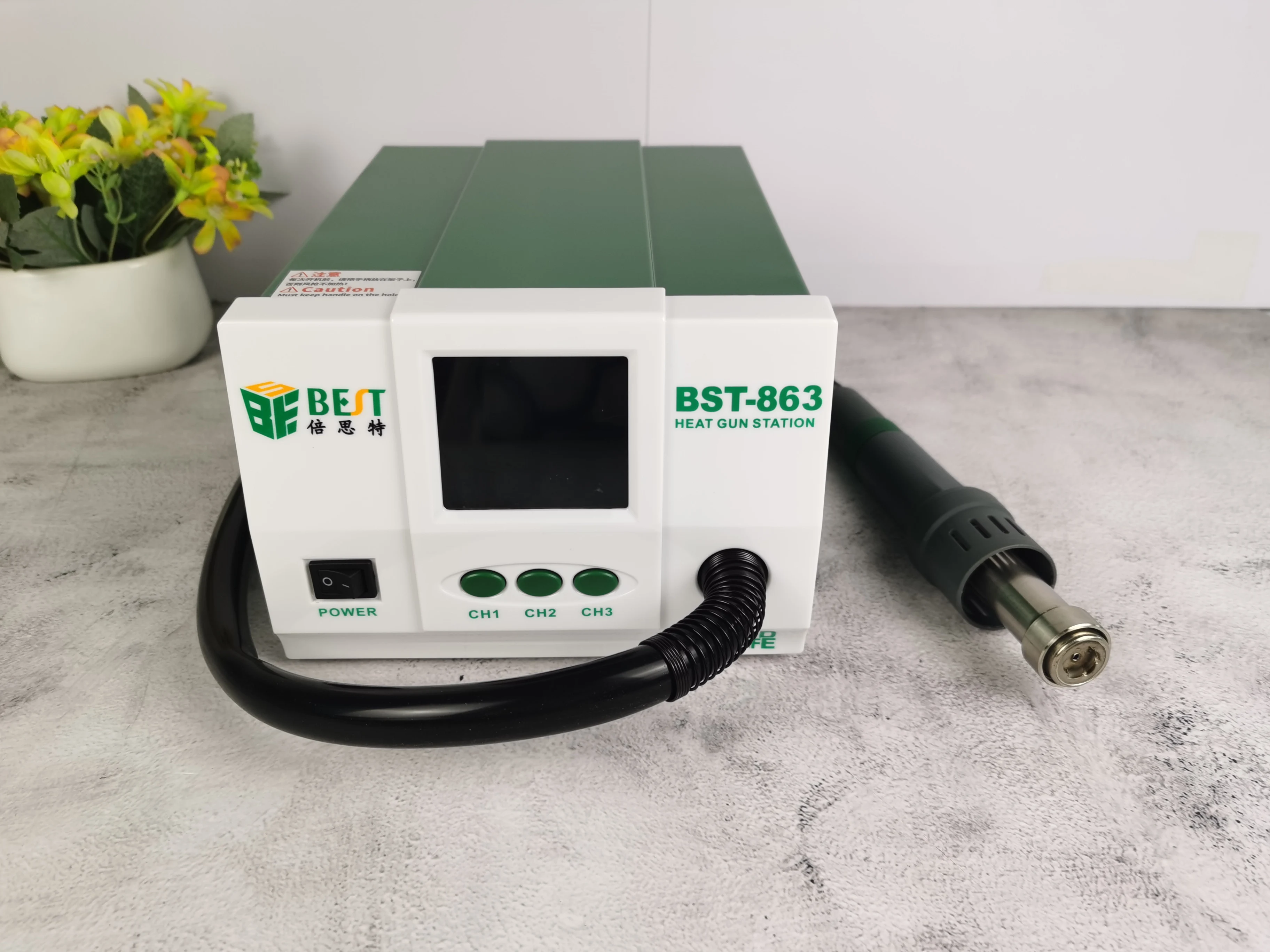 

BST-863 Lead-Free Hot Air Gun Soldering Station LCD Display Touch Screen Constant Temperature Heat Gun Desoldering Station 1200W