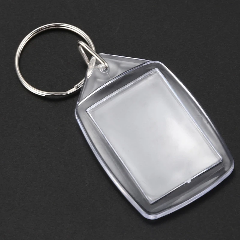 【HOT】20X อะคริลิคใสพลาสติกเปล่า Keyrings ใส่หนังสือเดินทาง Photo พวงกุญแจ Keyfob