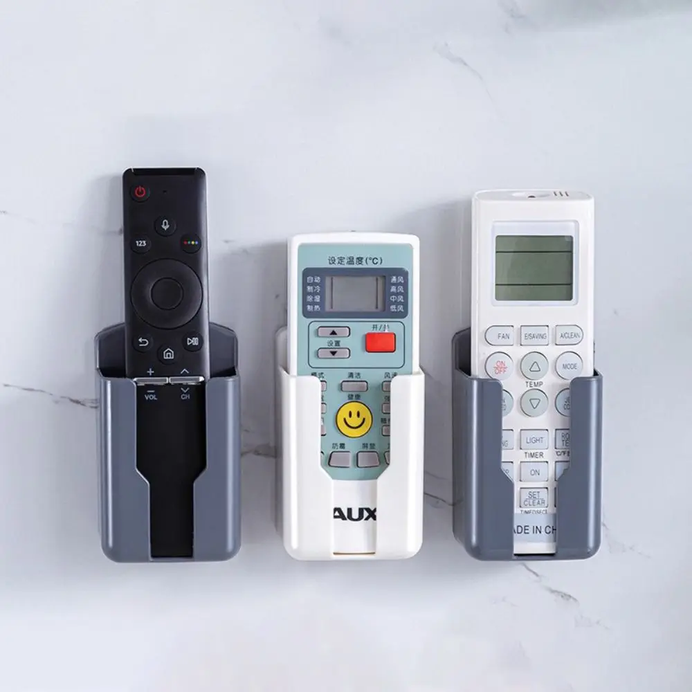 Durable Universal Remote Control Holder Adhesive Air Conditioning TV Storage Box No Punching Required Wall Mounted Rack Shelf