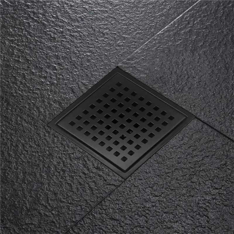[HOT!A34R】 Shower Drain With Flange, 6 Inch Square 304 Stainless Steel Design, Includes Removeable Grate& Hair Catcher