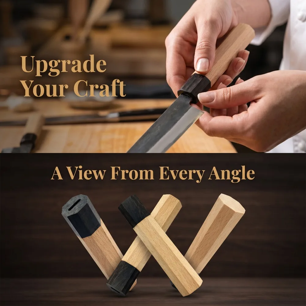 Pre-Cut Slot Wooden Knife Handle Blank Octagonal Two-Tone Timber Grip Blank for Custom Knife Building