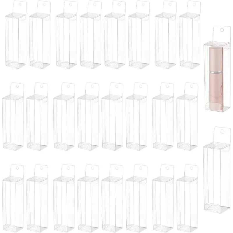 

30 Pcs Hanging Transparent Gift Boxes 1x1x3.4 Clear Candy Box Rectangle PVC Favour Boxes for Candy Sweets Chocolate Christmas