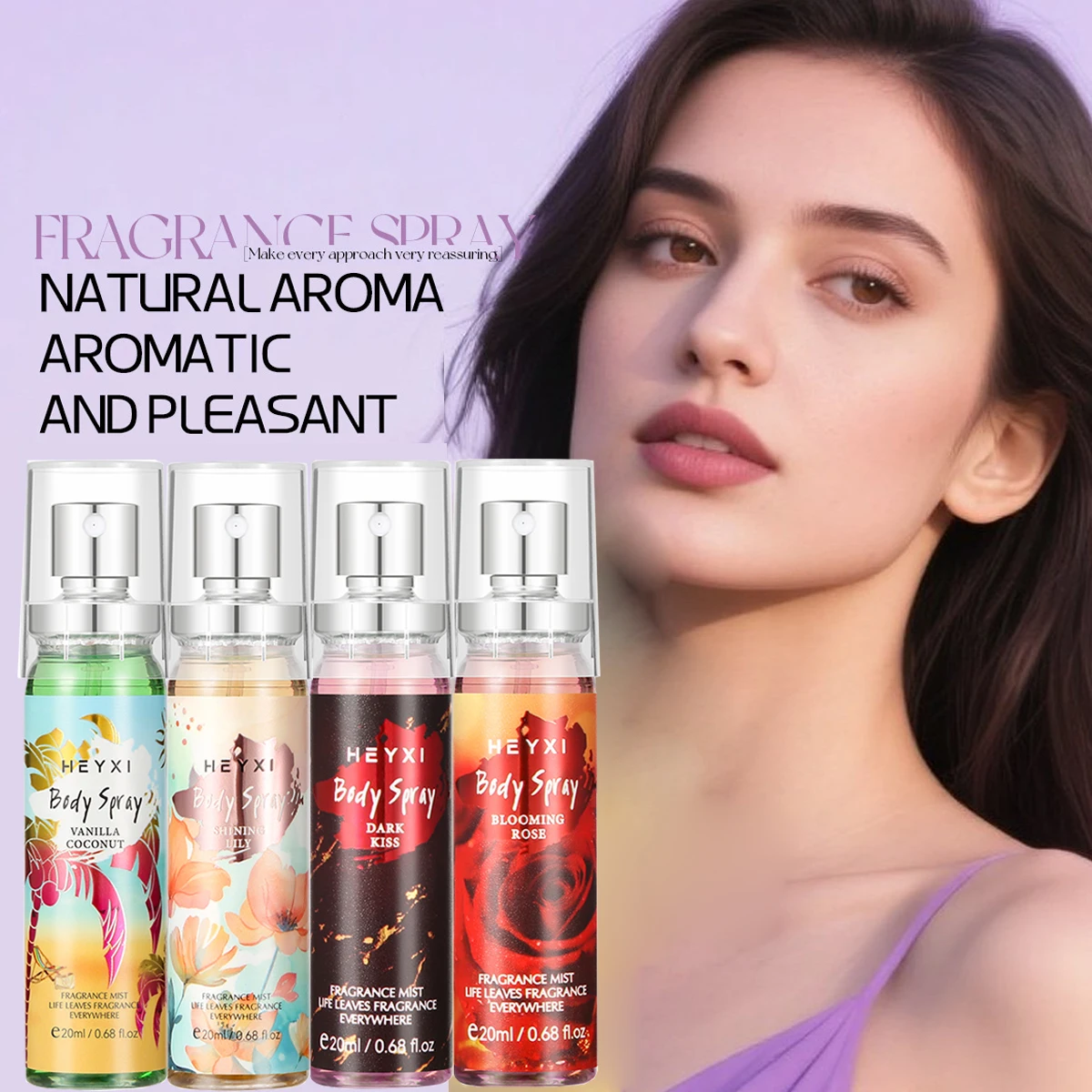 

4pcs natural floral body spray, lasting fragrance, suitable for body and clothes, with fresh and elegant fragrance