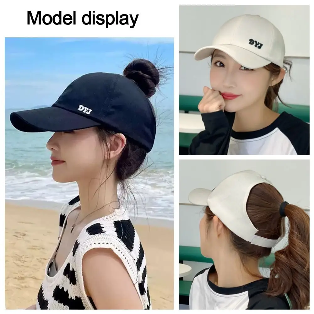 With Ponytail Hole Ponytail Hat Adjustable Cotton Baseball Caps Sunshade Baseball Hat Spring Summer