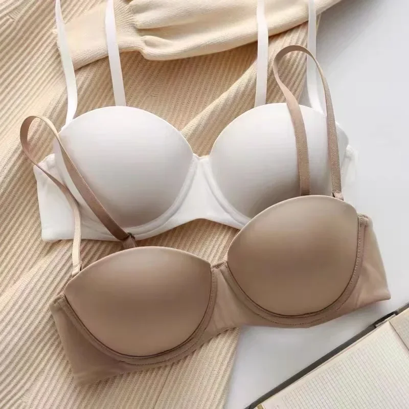 Womens 1/2 cup thickened steel ring sexy bra underwear European and American style push-up big breasts smooth seamless bra