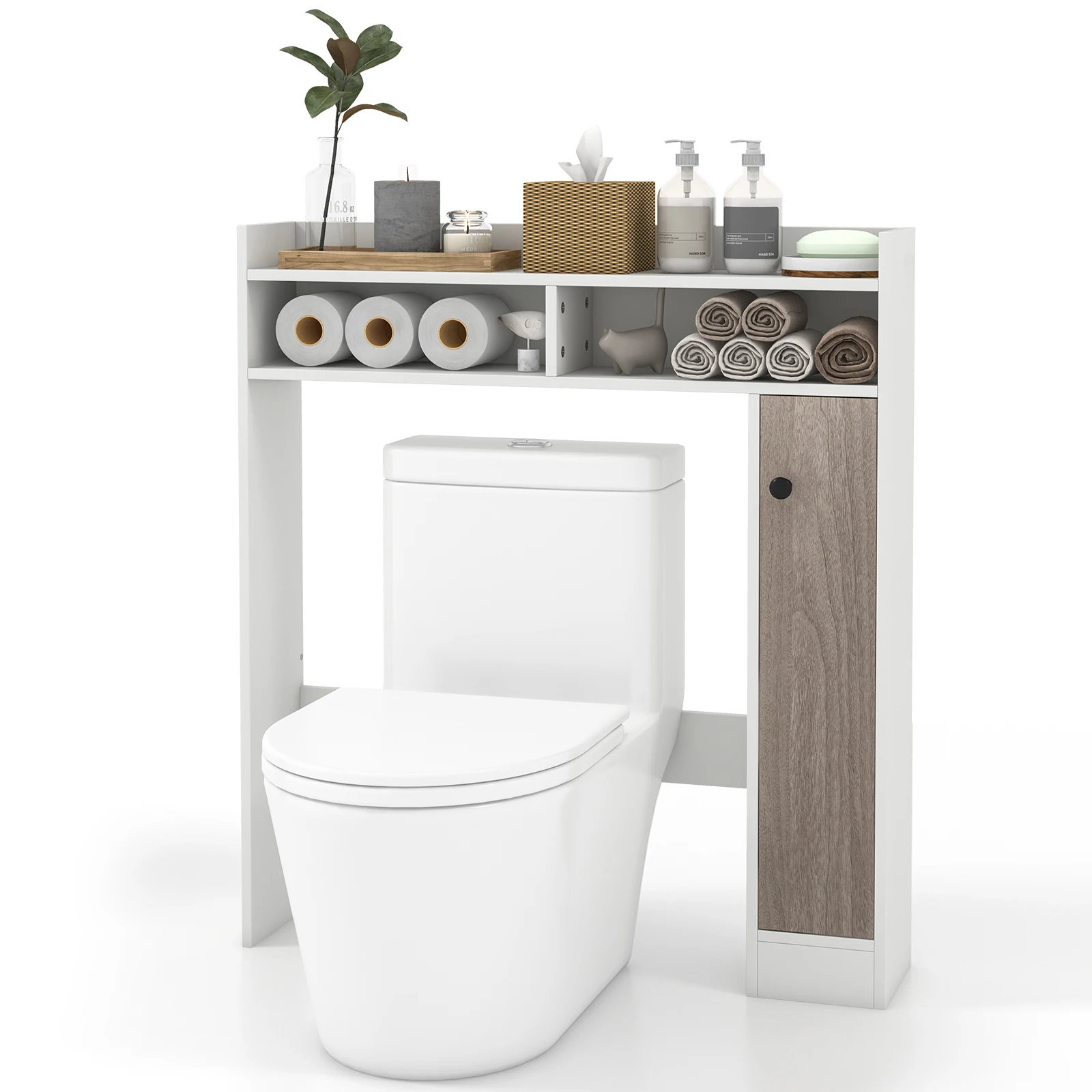 

Over the Toilet Bathroom Cabinet Floor Storage Organizer w/ Adjustable Shelves