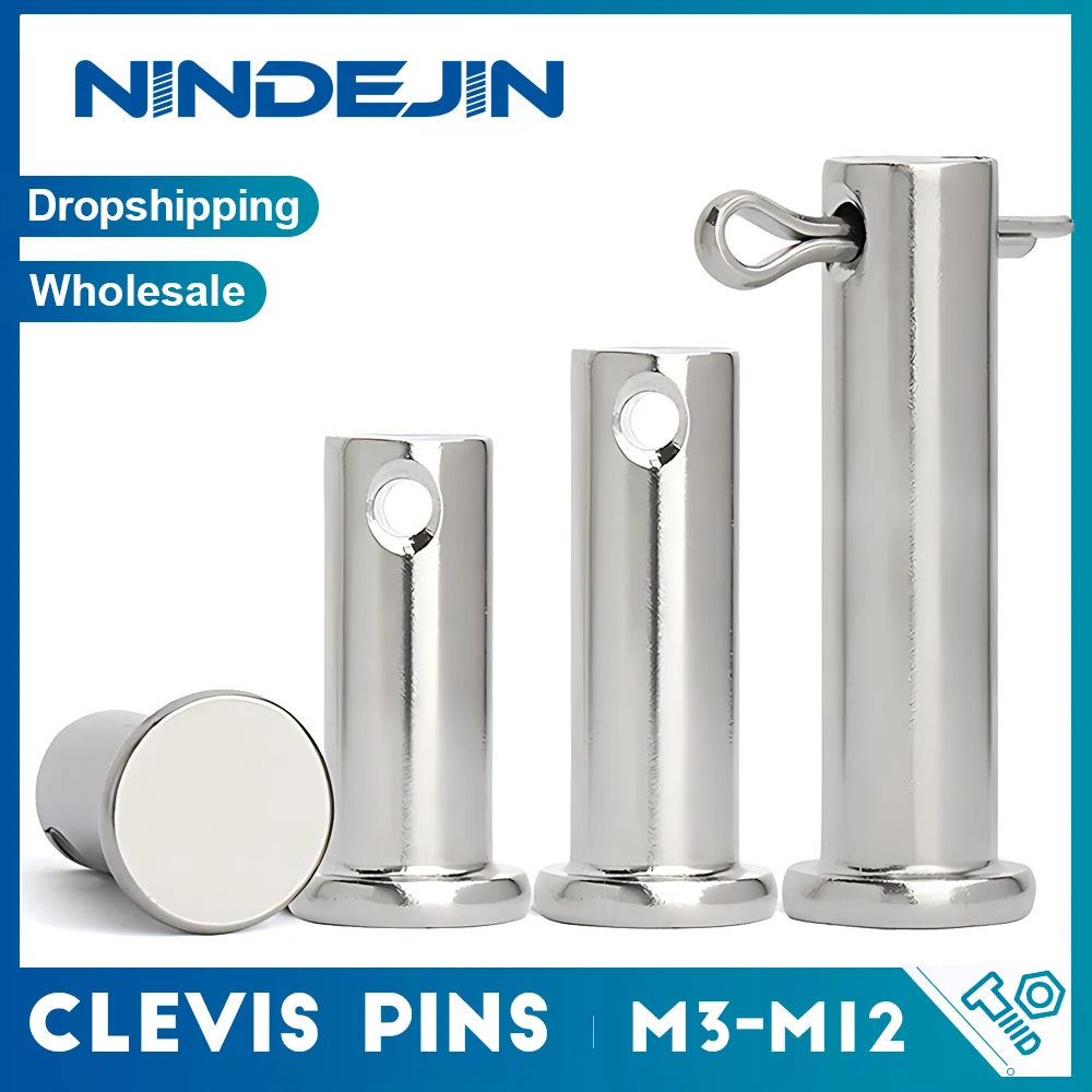 1-10pcs Flat Head Clevis Pins Shaft with Hole M3 M4 M5 M6 M8 M10 M12 M14 M16 304 Stainless Steel Location Positioning Dowel Pins