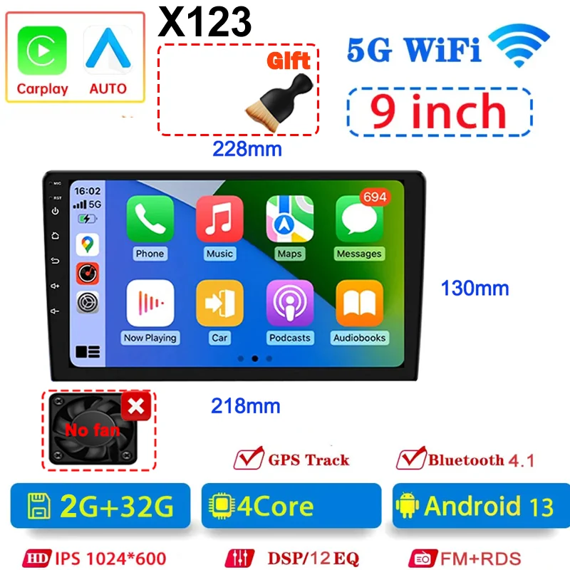 Universele 7/9/10 inch Android 13 Autoradio 64G Autoradio android 2 Din autoradio GPS BT Centrale multimedia Slimme autosystemen