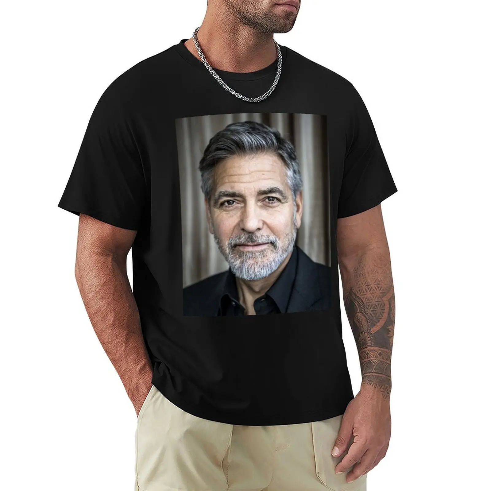 George Clooney Scaled Art T-Shirt plus sizes heavyweights animal prinfor boys oversized men graphic t shirts