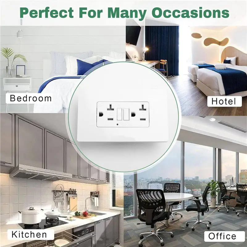 【RECOMENDAR】2X Stopkontak GFCI 20 Amp, Tahan Cuaca Luar Ruangan (WR), Ground Fault Circuit Interrupter, Termasuk Pelat Dinding Tanpa Sekrup