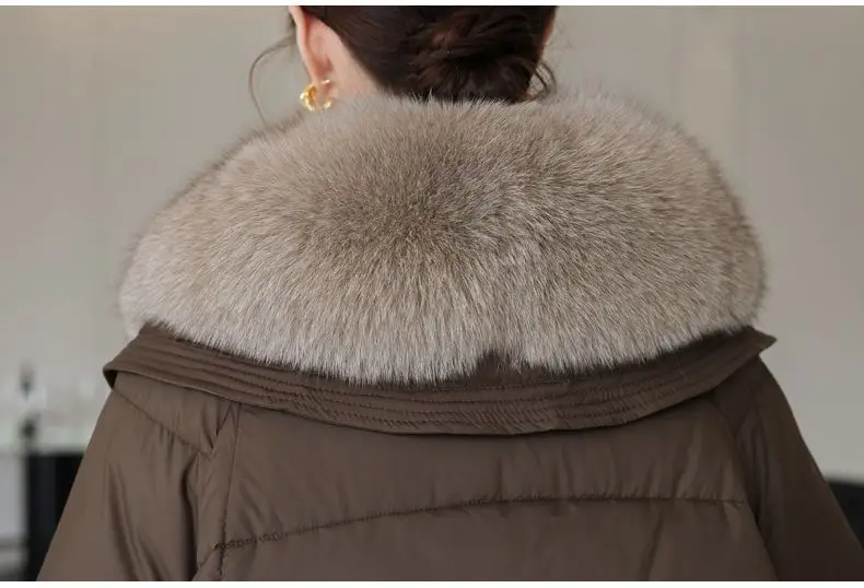Frauen Winter Daunen Baumwolle Jacke 2025, Neue Frauen Warme Dicke Baumwolle Mantel Größere Pelz Kragen Baumwolle Gefütterte Jacke Frauen Parka Mantel – Detail 13