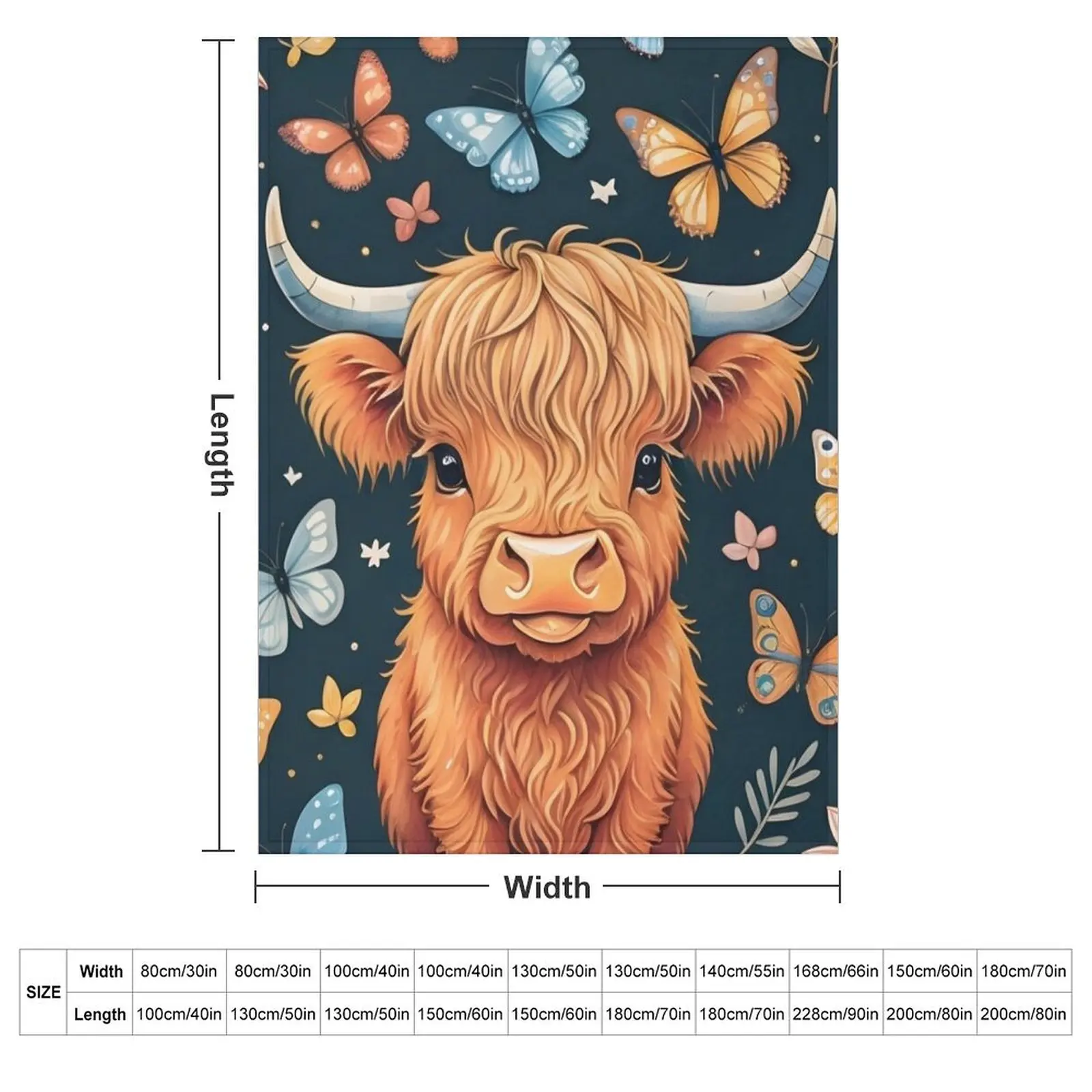 Highland cow and butterflies Throw Blanket couch cozy soft plush fuzzy picnic outdoor blanket