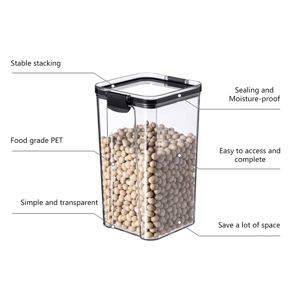 Barattolo sigillato da 460-1800ML scatola per la conservazione degli alimenti in grani da cucina scatola per Organizer per cereali in plastica a prova di umidità serbatoio per scatola fresca per uso domestico