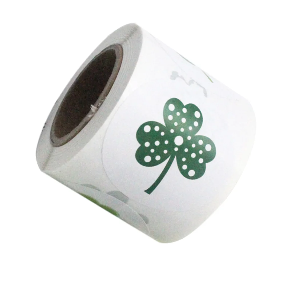 500pcs in 1 Roll Shamrock Self-Adhesive Sealing Stickers Creative St Patricks Day Label Decals Home DIY Decorative Supplies