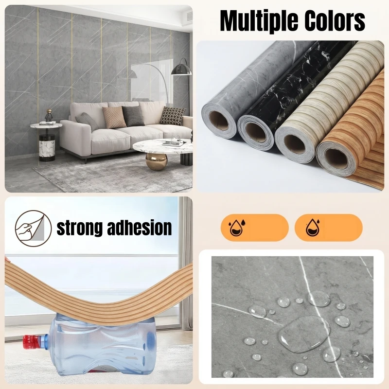 

3M Kitchen Waterproof Glossy Faux Marble Peel and Stick Wallpaper PVC Wall Papers Home Decor Bedroom Wall Stickers Contact Paper