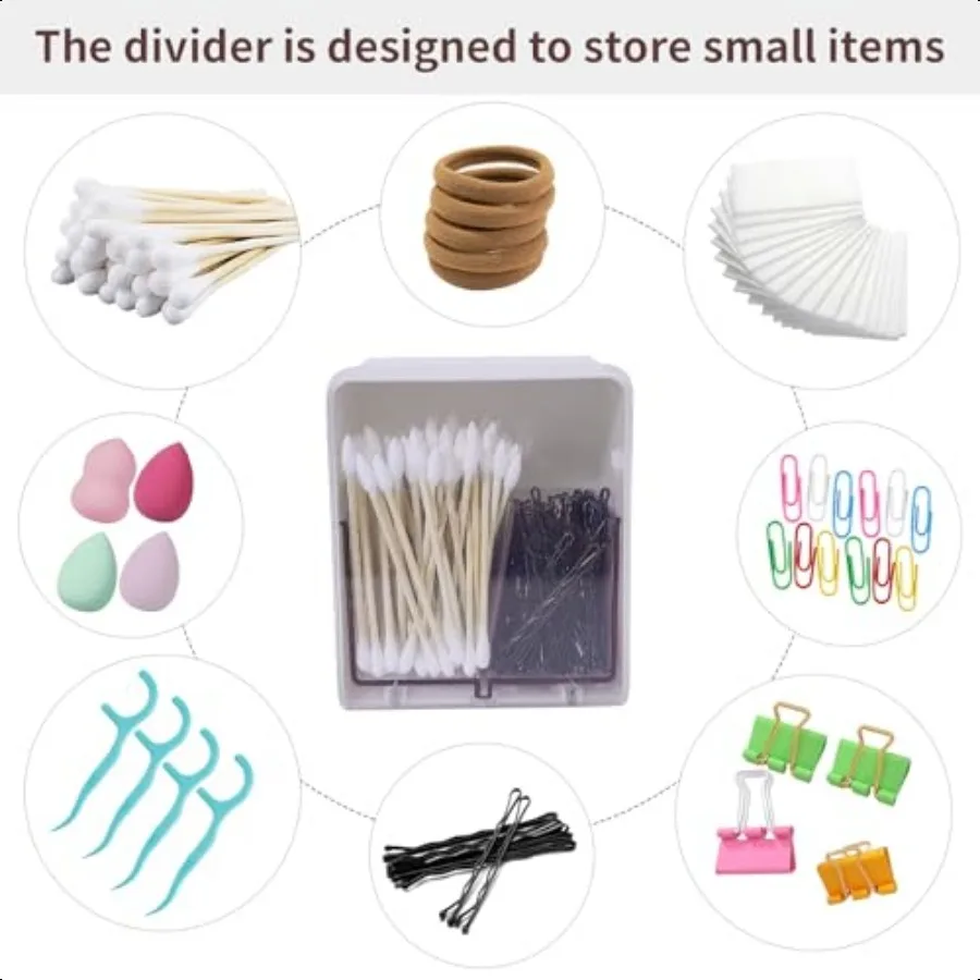 ที่ใส่ทิปแบบมี 2 ช่อง พร้อมฝาปิดใส แบ่งช่องได้ สำหรับใส่ทิปสำลีพันก้าน ทิปสำลีกลม ไหมขัดฟัน บนโต๊ะในห้องน้ำ