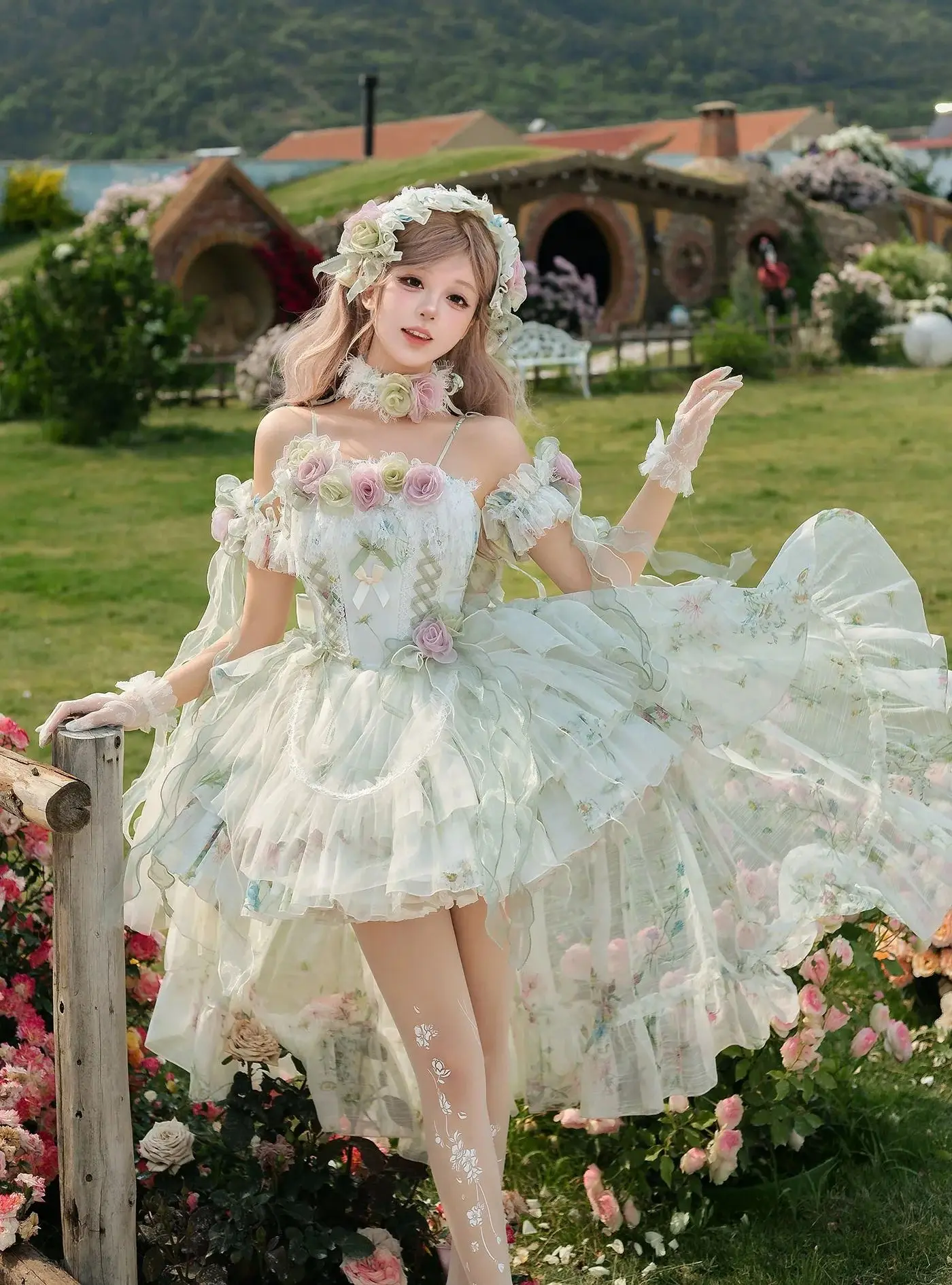 Original Japanese Lolita Fairytale Luxury Sweet Girls Bow Tie Slip Dress Multi Layers Kawaii Cake Ball Gown Dress Party Vestido