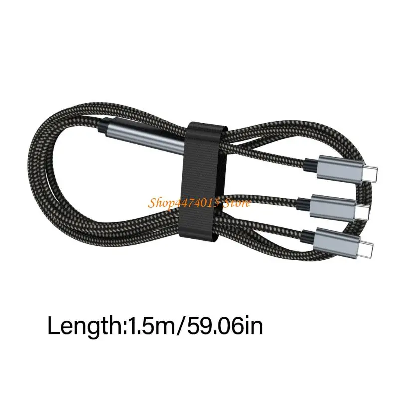 K1AA 2 In 1 USB C 빠른 충전 케이블 100W 노트북 용을위한 이중 포트 전원 전달 코드 Nylons Braids