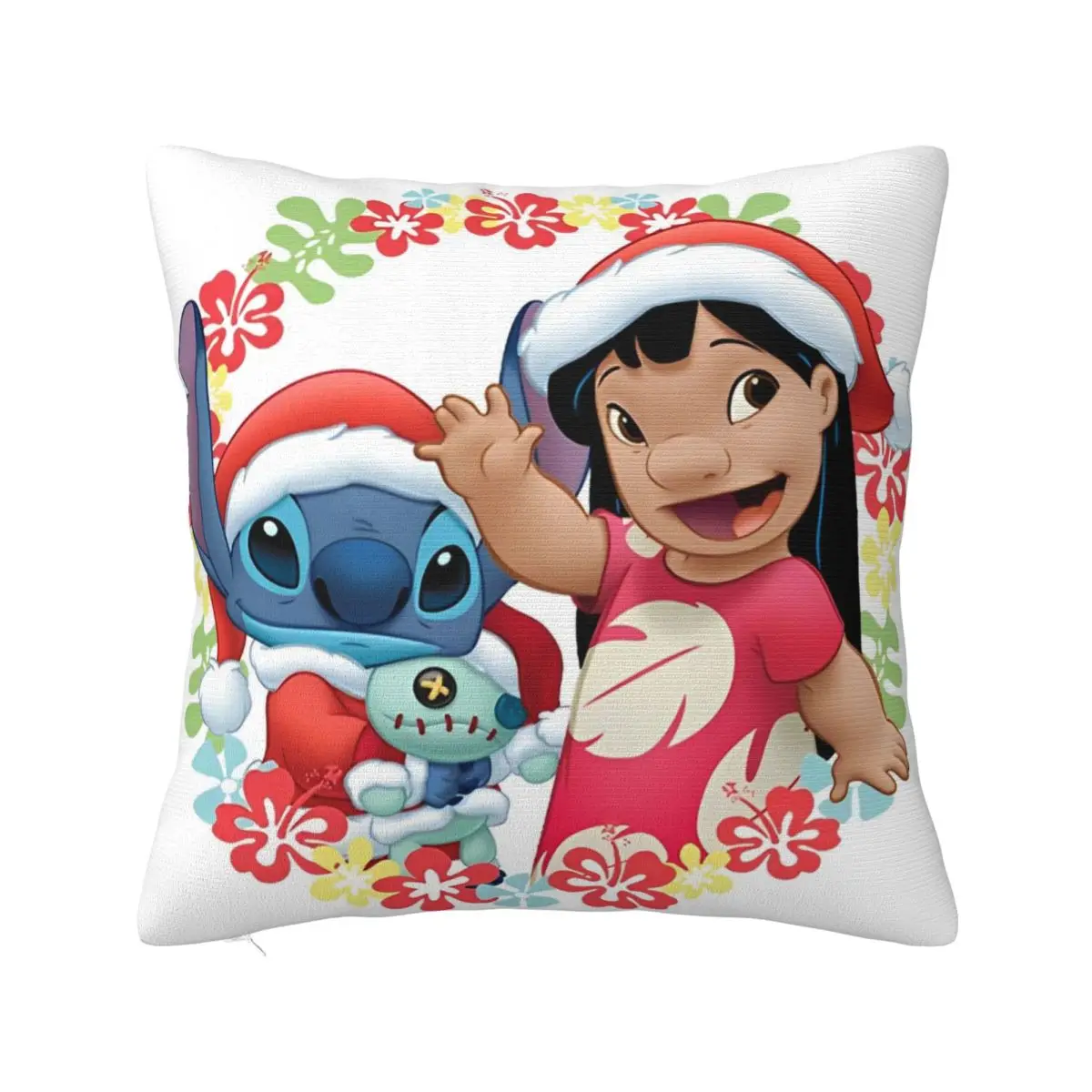 Merry Christmas Stitch & Lilo Pillowcase Accessories Printing Cushion Cover Decor Throw Pillow Case Cover Seater Multiple Sizes