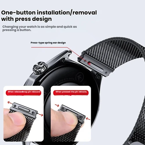 Imagen 2 del producto Correa de acero inoxidable para Huawei Watch 5 Pro 5/6GT, correa magnética de 46mm, pulsera de repuesto minimalista sin huecos