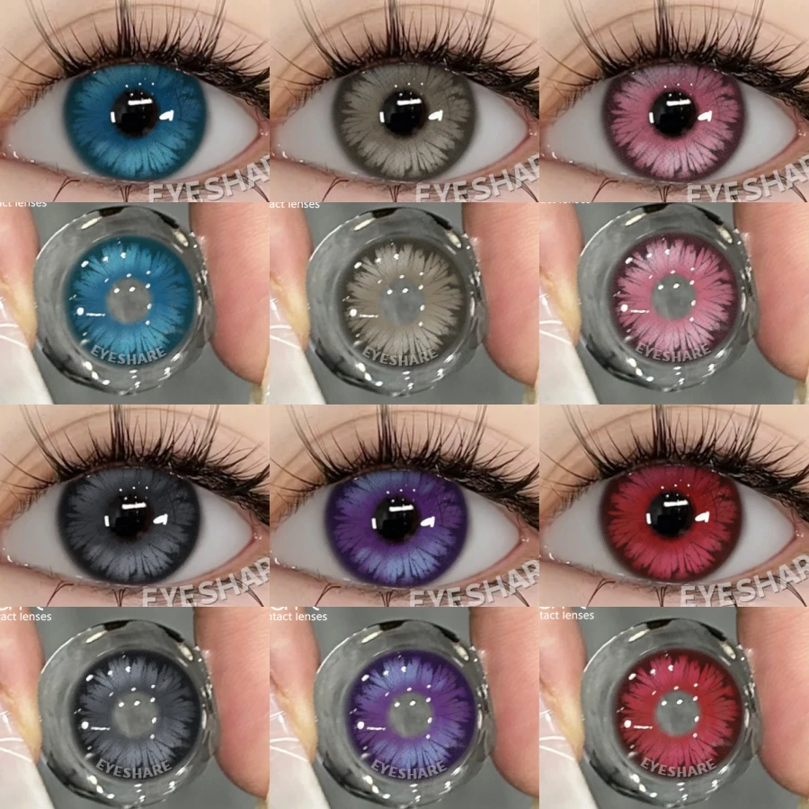 EYESHARE 1 Paar farbige Cosplay-Kontaktlinsen für Augen, lila Farbkontakte, rote Linsen, rosa weiche Linsen, Schönheits-Make-up, jährlich