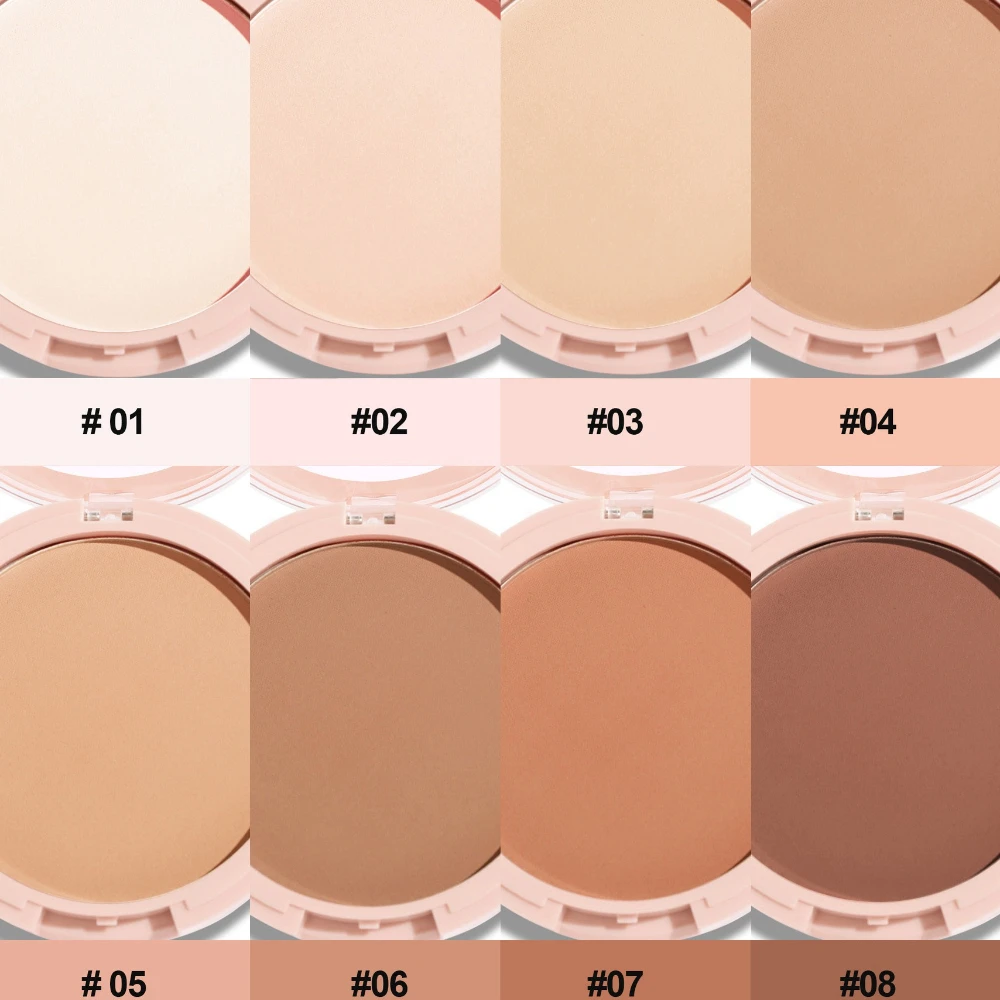 8-farbiges 2-in-1-Puder zur gepressten Einstellung |   Ölkontrollierende, vollflächige Verbergen |   Mattes, glattes, langlebiges Gesichts-Make-up