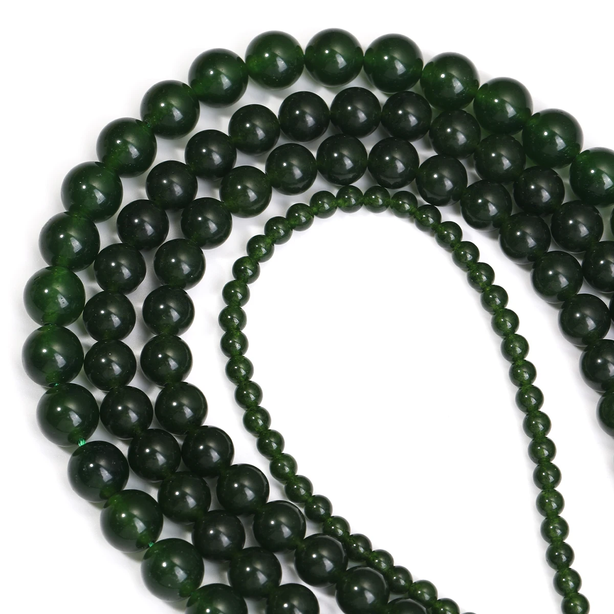 Natural Stone Dark Green Jade Round Loose Beads 6 8 10 MM Pick Size for Bracelet Neckalce Jewelry Making 1 Strip