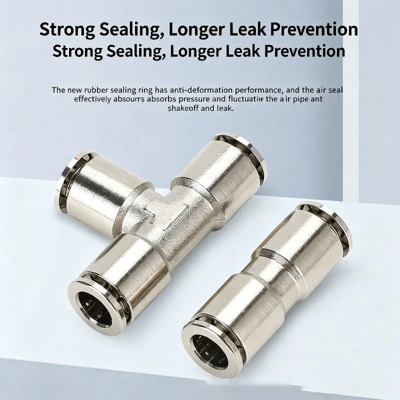 Brass Metal Quick Coupling 4 6 8 10 12mm Nickel Plated High Pressure Tube Connector Pneumatic Air Hose Fitting PU PV PE PM PY