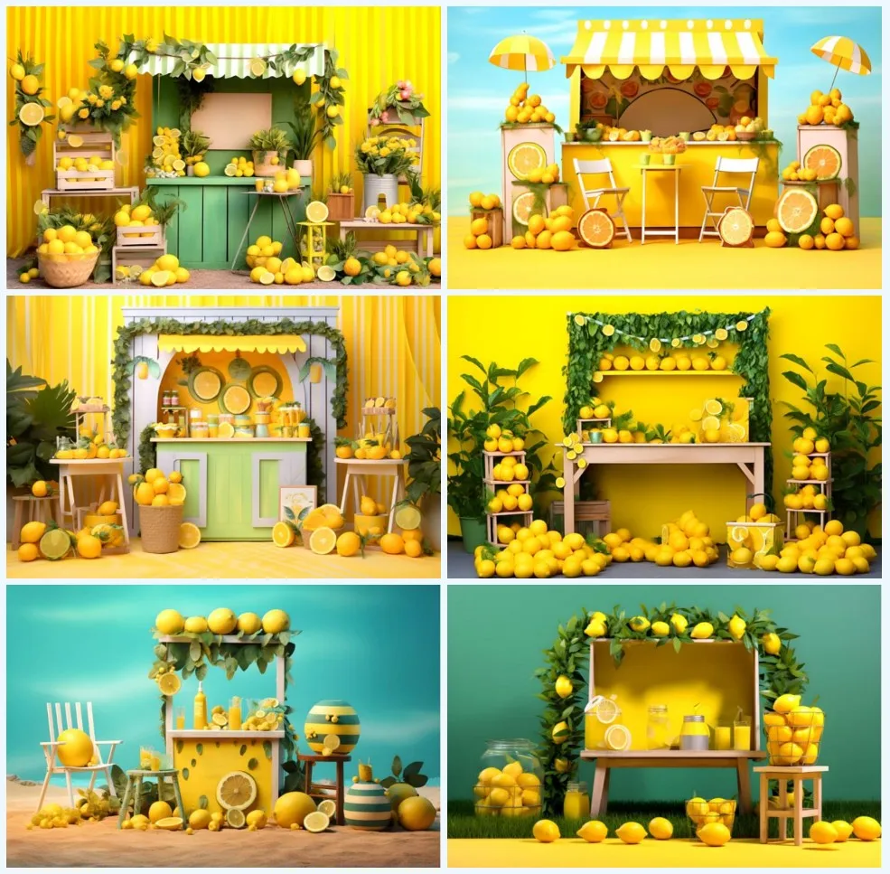 

Avezano Photography Background Summer Lemon Baby Shower Wedding Kids Portrait Photo Backdrop Photozone Props Photocall