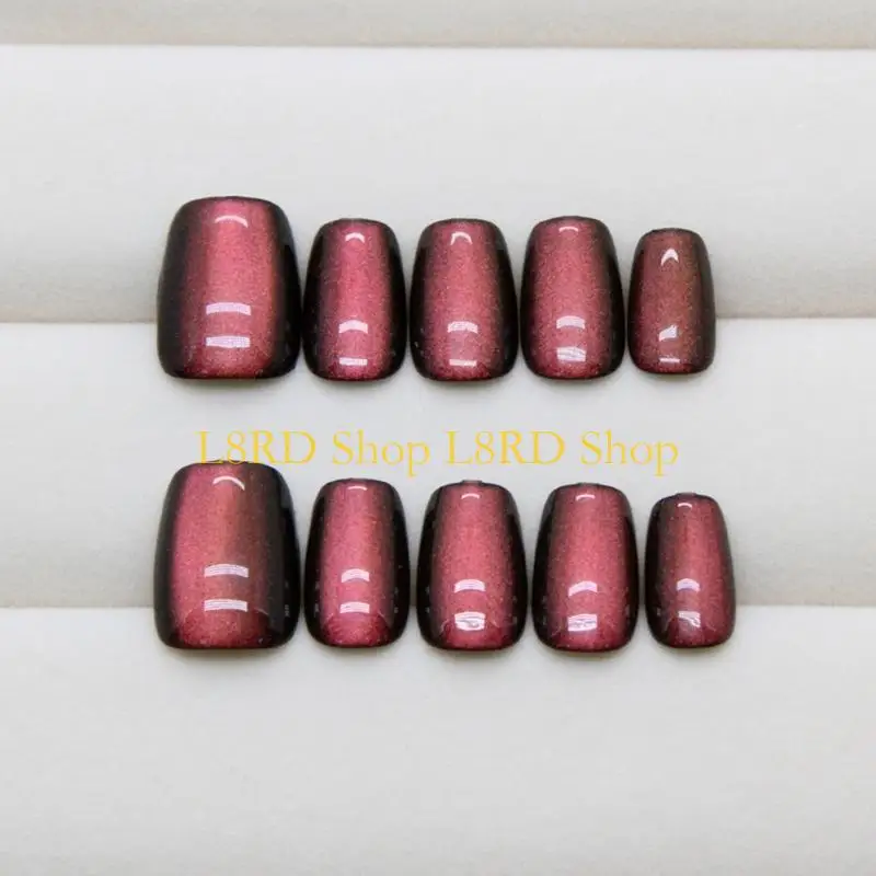 L8RD 30pcs Cats Eye Short Manicure False for Office and Casual Outings