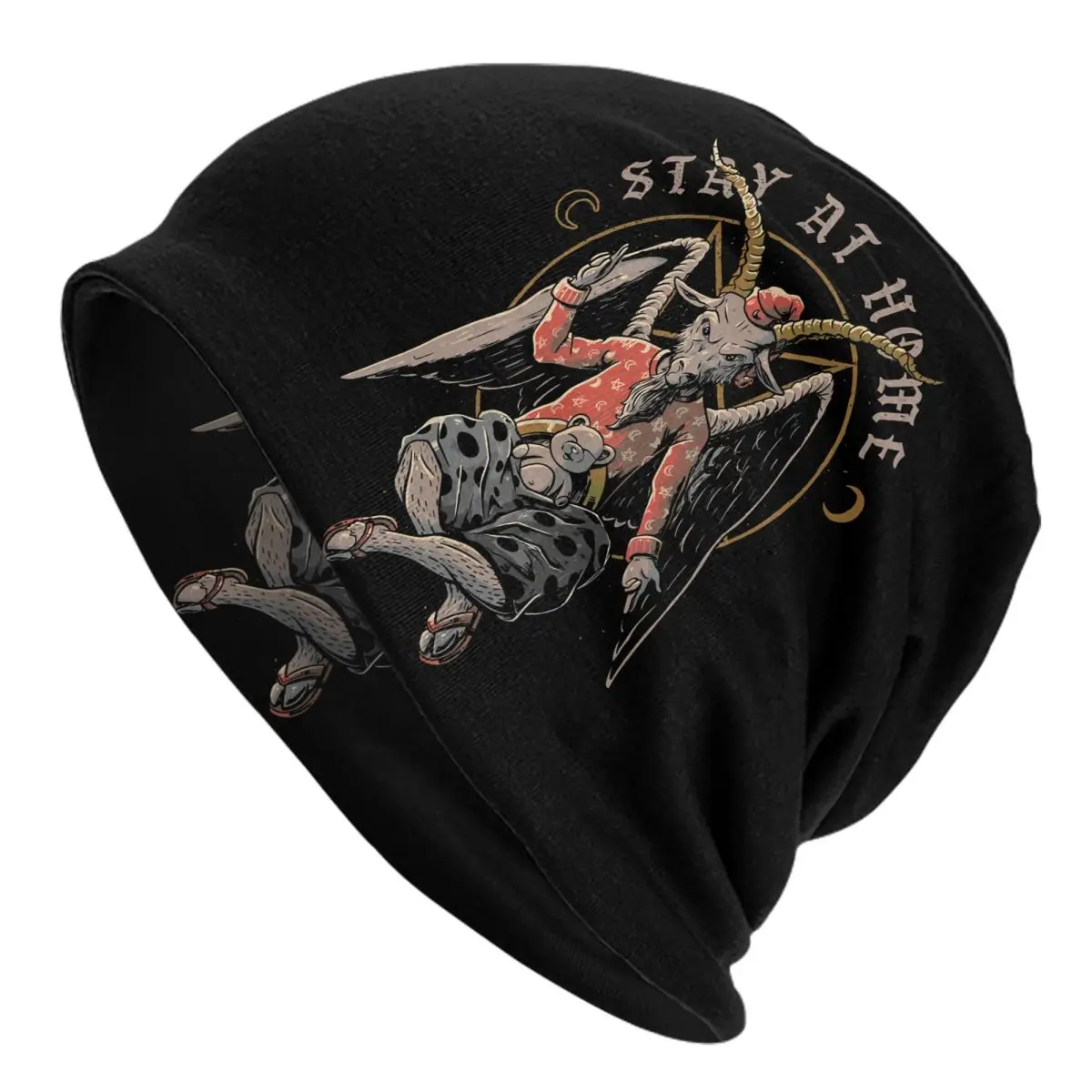 Stay At Home Thin Skullies Beanies Outdoor Caps For Men Women Baphomet Satan Lucifer Ski Caps Bonnet Hats