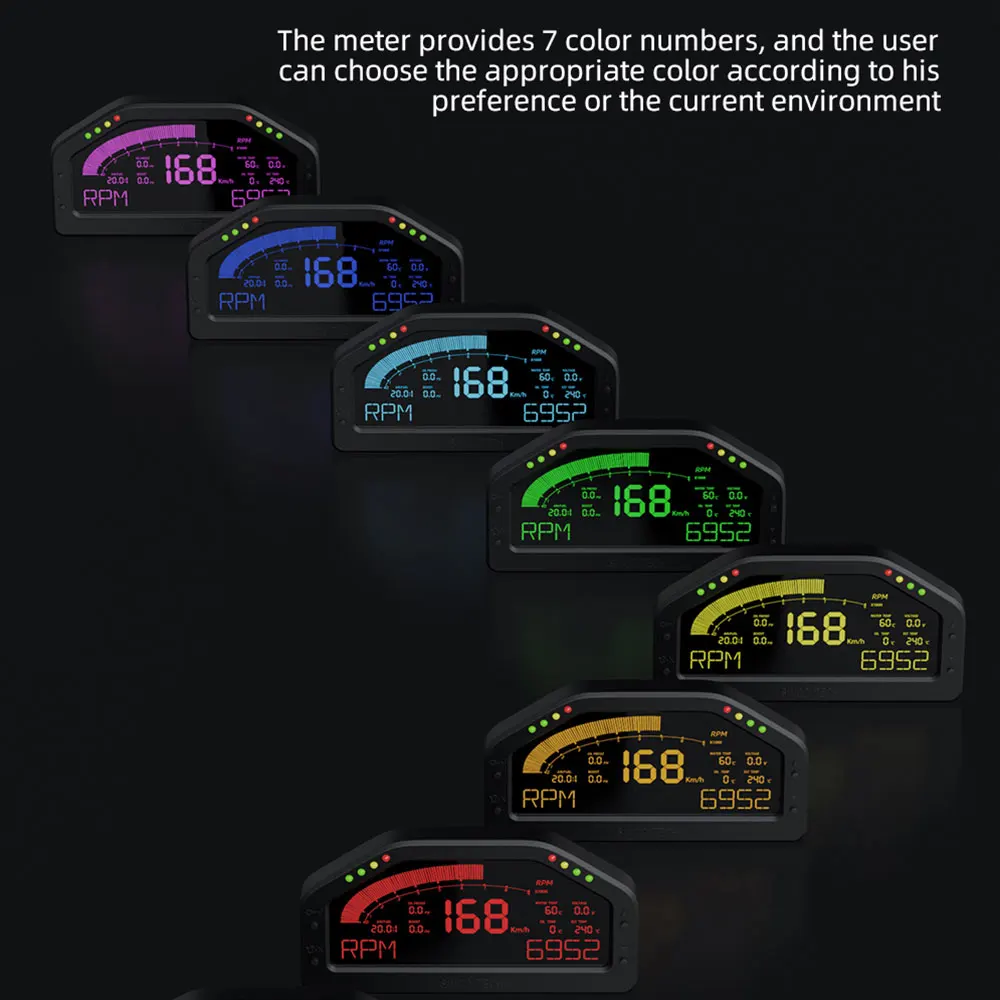 926 Narrow Oxygen AFR Multi-Function Car Dashboard 7 Color Display Digital Speedometer Tachometer Boost EXT Water Temp Meter