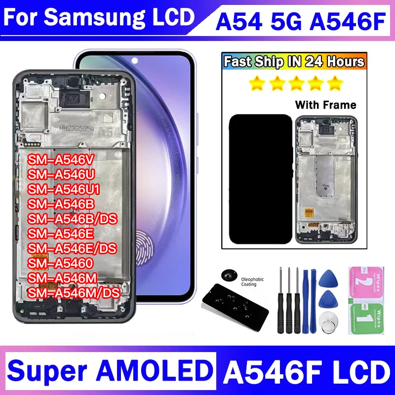 Pantalla Super AMOLED A54 5G con marco para Samsung A54 A546U A546B A5460 pantalla LCD MONTAJE DE digitalizador con pantalla táctil